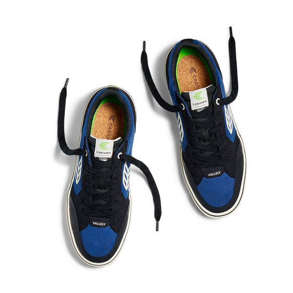 WOMEN'S SHOES "VALLELY" BLACK & BLUE/WHITE LOGO