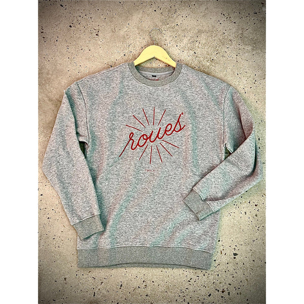 MELANGE GRAY SWEATSHIRT - RED "ROUES" LOGO