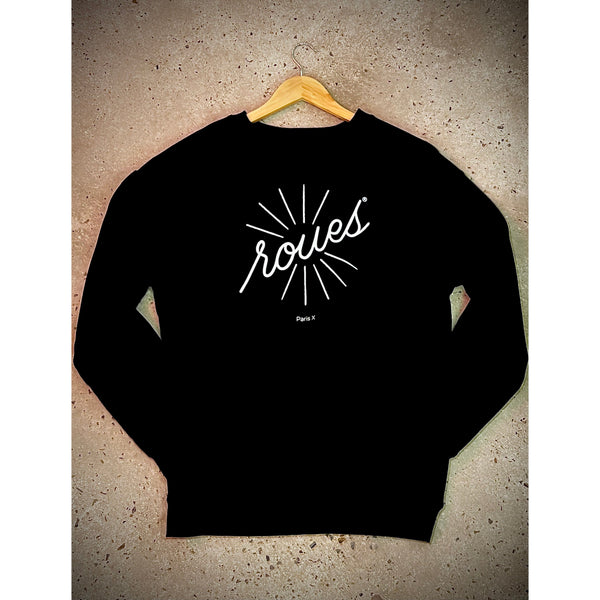 BLACK SWEATSHIRT - WHITE "ROUES" LOGO