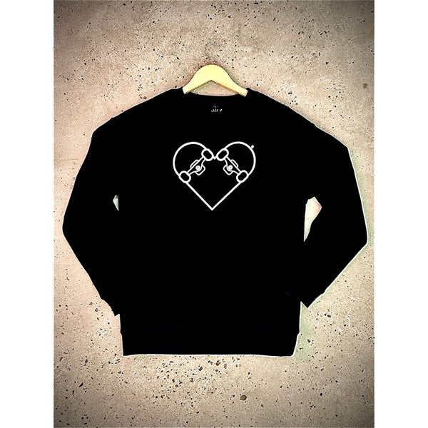 BLACK SWEATSHIRT - WHITE "SKATE HEART"