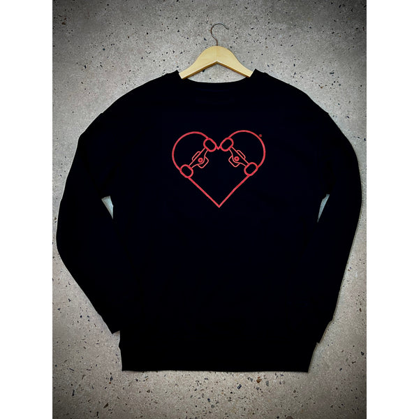 BLACK SWEATSHIRT - RED "SKATE HEART"