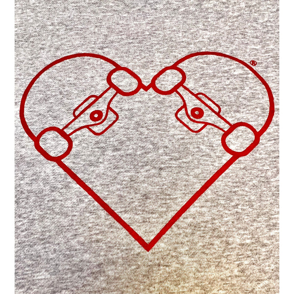 SWEATSHIRT GRIS CHINÉ - "COEUR DE SKATE" ROUGE