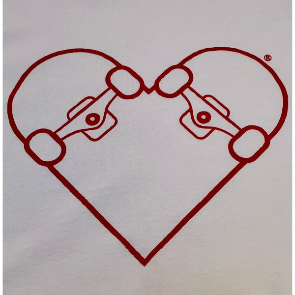 WHITE T-SHIRT - RED "SKATE HEART"