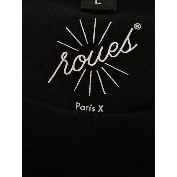 BLACK T-SHIRT - WHITE "WHEELS" LOGO