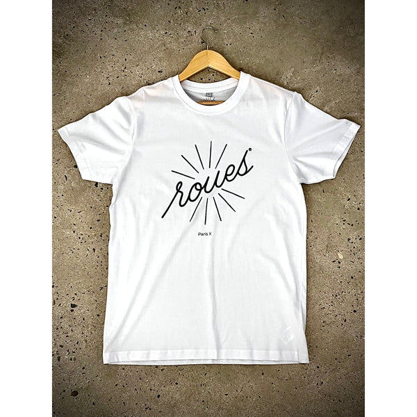 WHITE T-SHIRT - BLACK "ROUES" LOGO