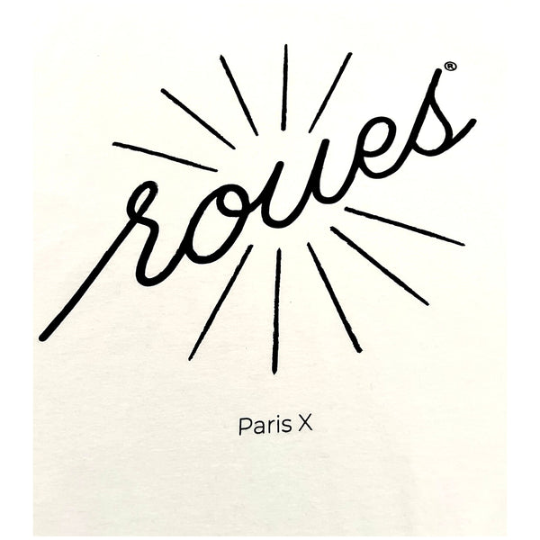 WHITE T-SHIRT - BLACK "ROUES" LOGO