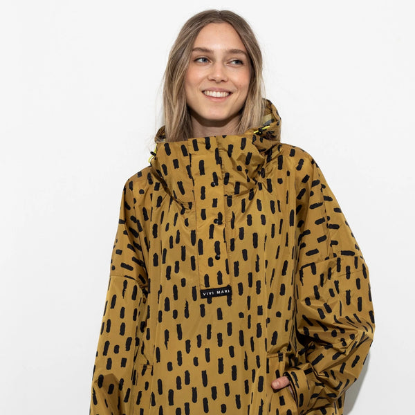 PONCHO - DROPS MUSTARD / BLACK