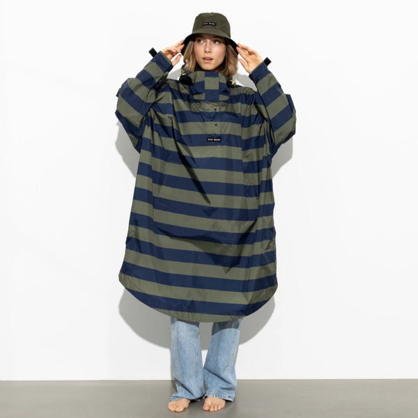 PONCHO - BOLD STRIPES NAVY/OLIVE