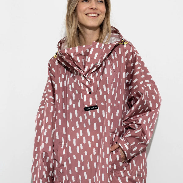 PONCHO - DROPS MAUVE / WHITE