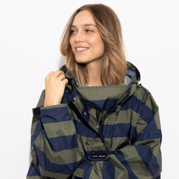 PONCHO - BOLD STRIPES NAVY/OLIVE