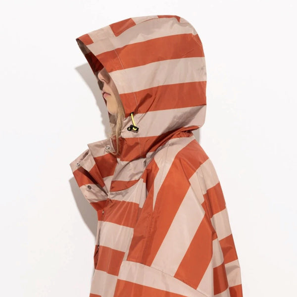 PONCHO - BOLD STRIPES CINAMMON/LATTE