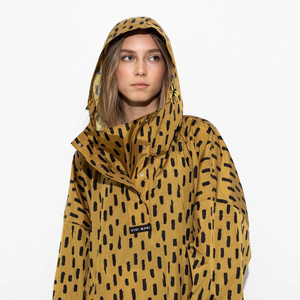 PONCHO - DROPS MUSTARD / BLACK