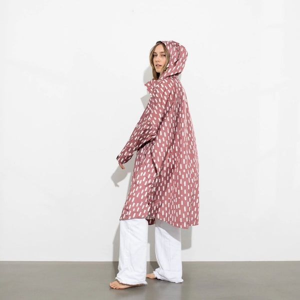 PONCHO - DROPS MAUVE / WHITE