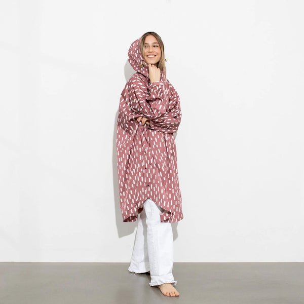 PONCHO - DROPS MAUVE / WHITE