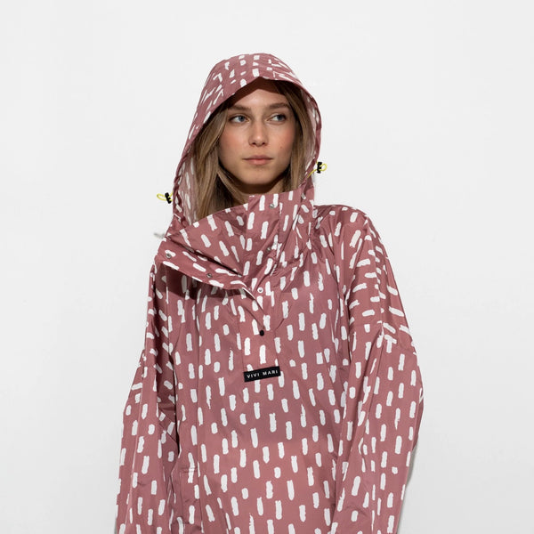 PONCHO - DROPS MAUVE / WHITE