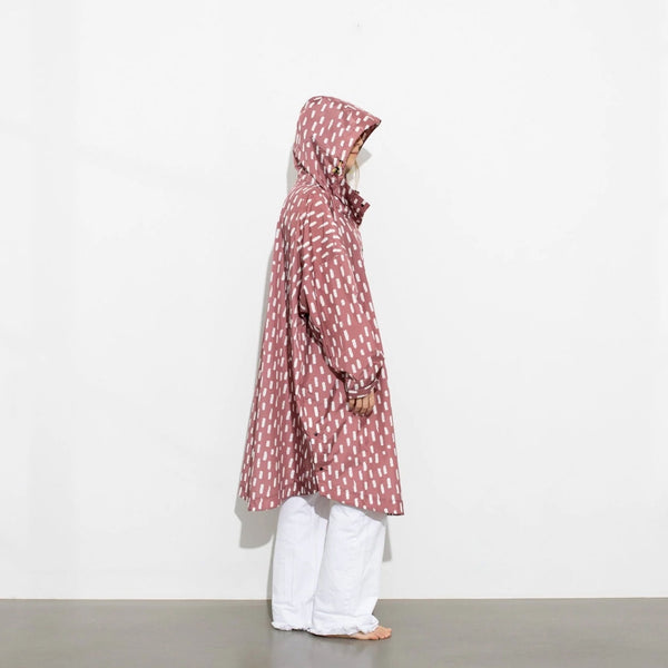 PONCHO - DROPS MAUVE / WHITE