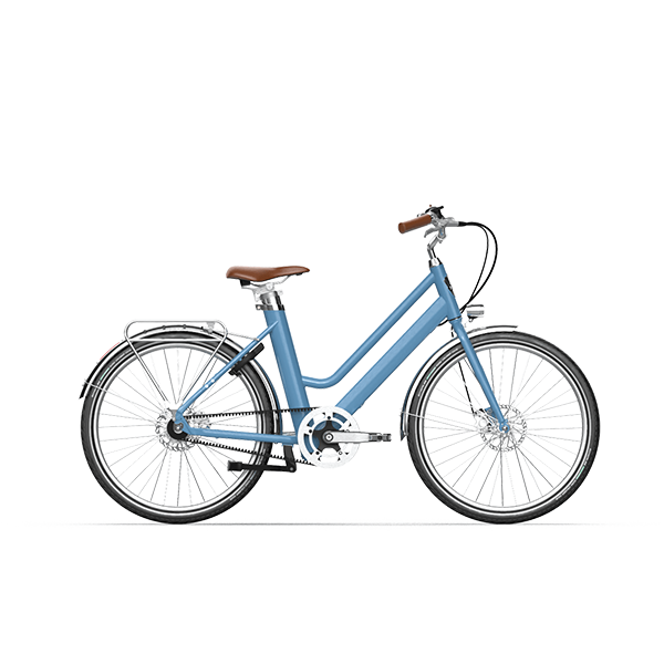 VELO ELECTRIQUE BELLECOUR 28 BLEU CIEL VOLTAIRE ROUES