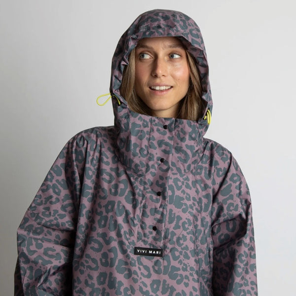 PONCHO - LEO SPLASHES DARK GREY / ASH PLUM