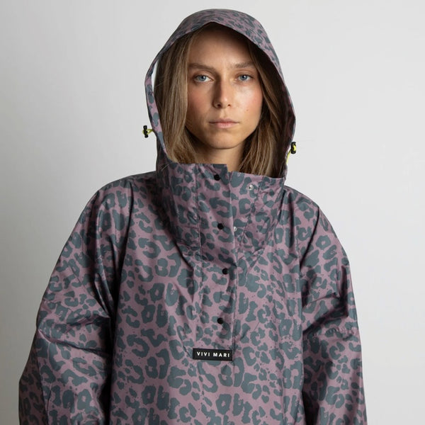 PONCHO - LEO SPLASHES DARK GREY / ASH PLUM