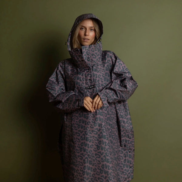 PONCHO - LEO SPLASHES DARK GREY / ASH PLUM