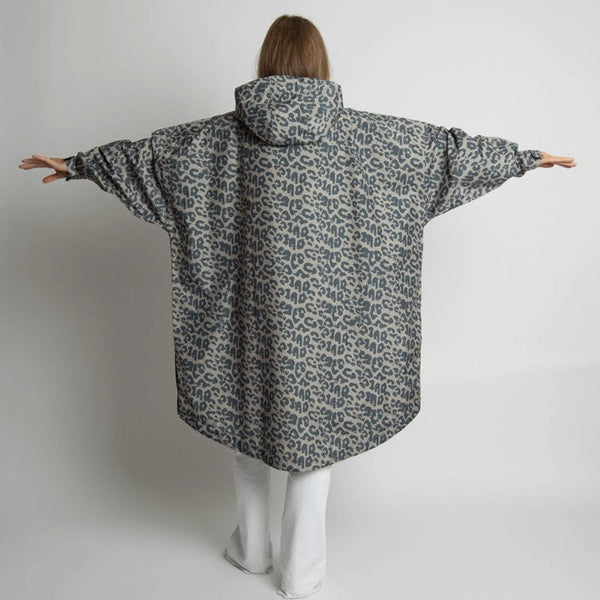 PONCHO - LEO SPLASHES DARK GREY / MUSHROOM