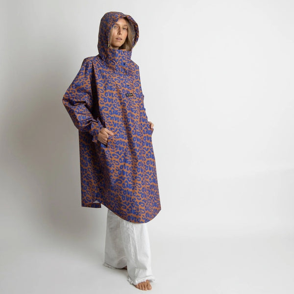 PONCHO - LEO SPLASHES ELECTRIC BLUE / CARAMEL