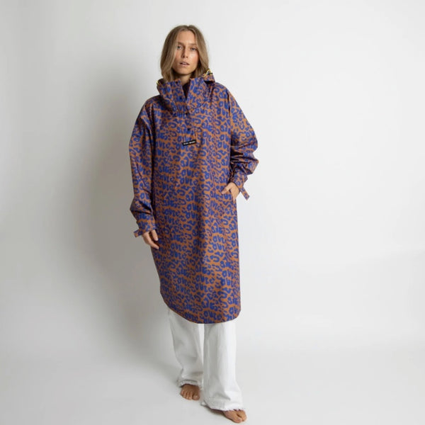 PONCHO - LEO SPLASHES ELECTRIC BLUE / CARAMEL