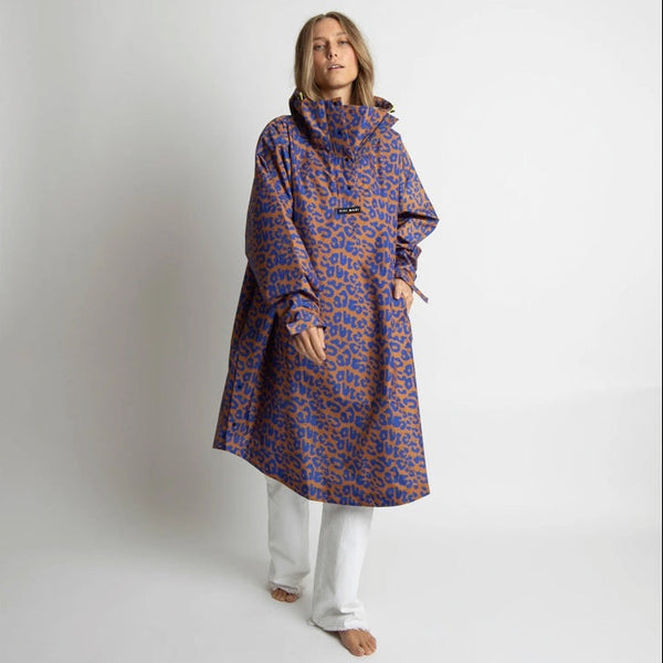 PONCHO - LEO SPLASHES ELECTRIC BLUE / CARAMEL