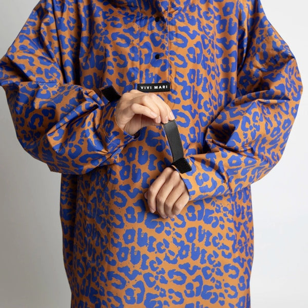 PONCHO - LEO SPLASHES ELECTRIC BLUE / CARAMEL