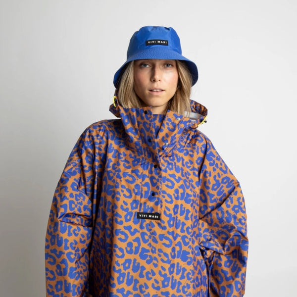 PONCHO - LEO SPLASHES ELECTRIC BLUE / CARAMEL