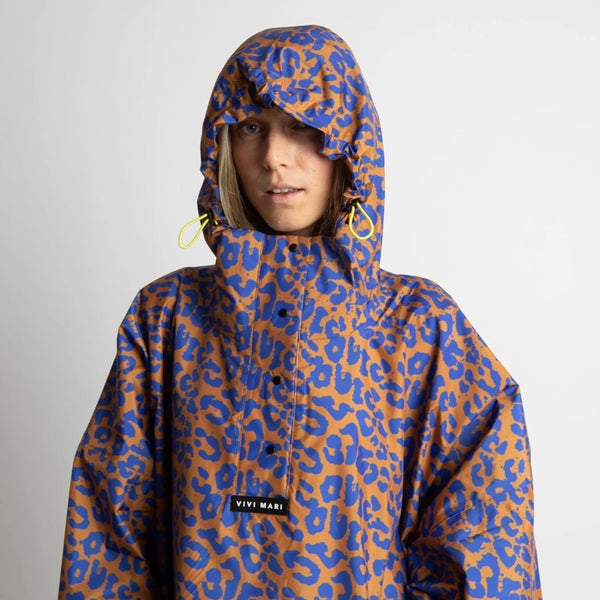 PONCHO - LEO SPLASHES ELECTRIC BLUE / CARAMEL