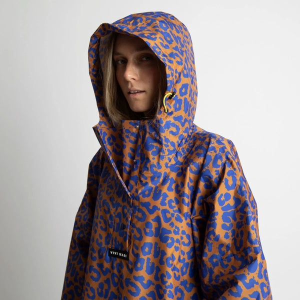 PONCHO - LEO SPLASHES ELECTRIC BLUE / CARAMEL