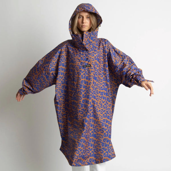 PONCHO - LEO SPLASHES ELECTRIC BLUE / CARAMEL