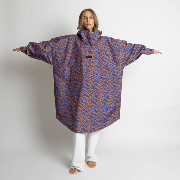 PONCHO - LEO SPLASHES ELECTRIC BLUE / CARAMEL