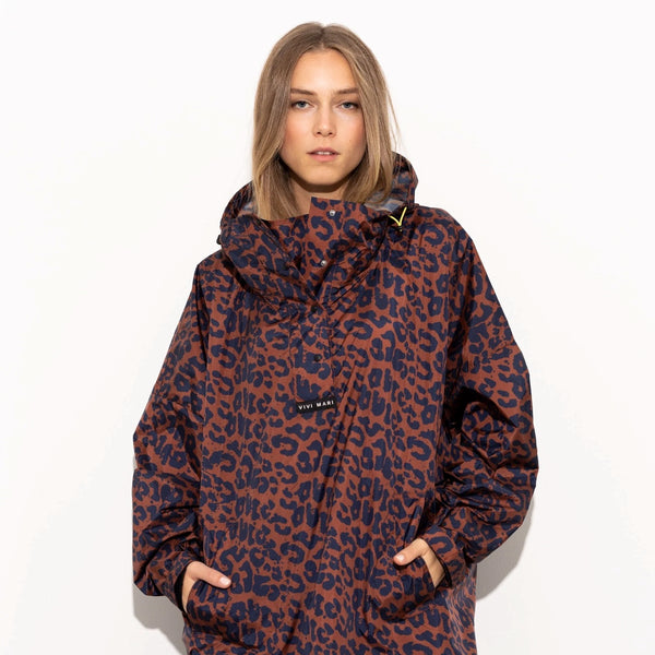 PONCHO - LEO SPLASHES NAVY / RUST