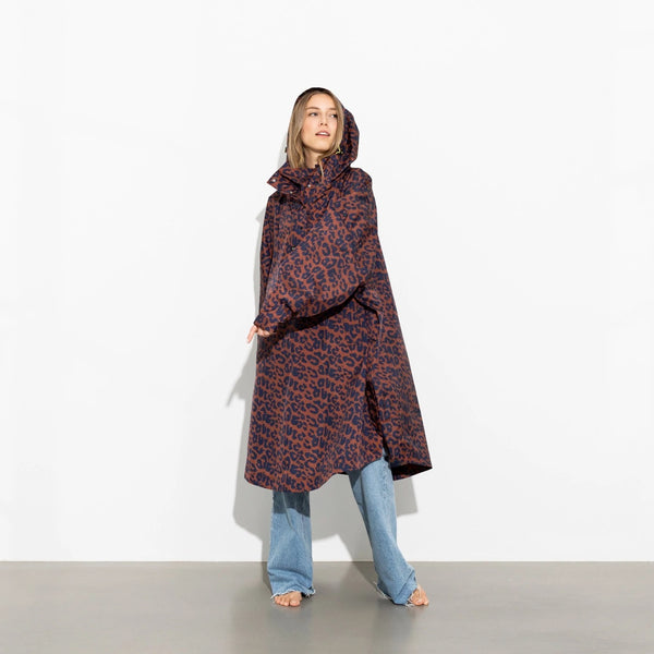 PONCHO - LEO SPLASHES NAVY / RUST
