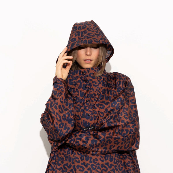 PONCHO - LEO SPLASHES NAVY / RUST