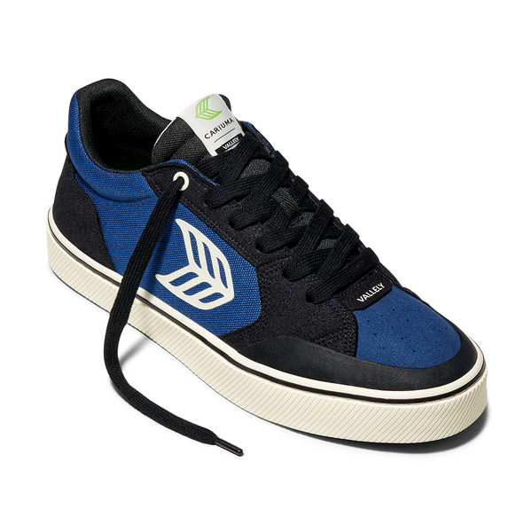 WOMEN'S SHOES "VALLELY" BLACK &amp; BLUE/WHITE LOGO