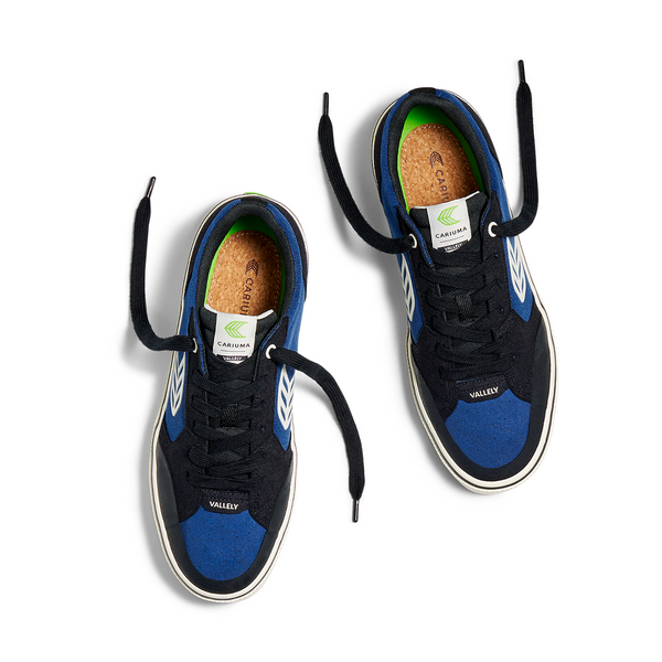 WOMEN'S SHOES "VALLELY" BLACK &amp; BLUE/WHITE LOGO