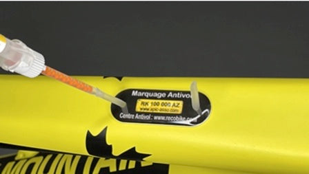 "RECOBIKE" ANTI-THEFT BIKE MARKING WITH CHEMICAL WELDING, MADE IN OUR WORKSHOPS IN PARIS