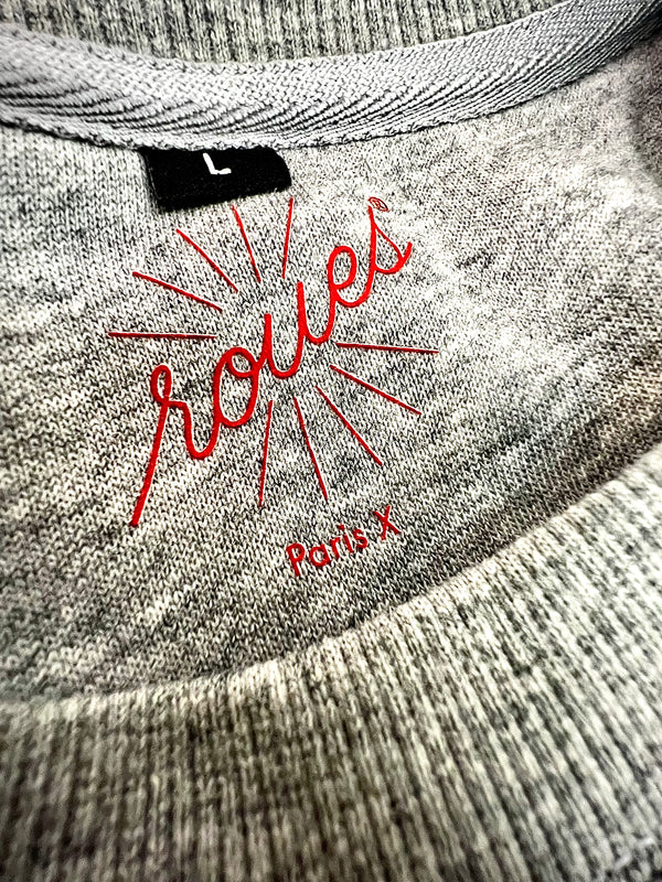MELANGE GRAY SWEATSHIRT - RED "ROUES" LOGO