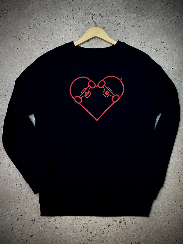 SWEATSHIRT NOIR - "COEUR DE SKATE" ROUGE