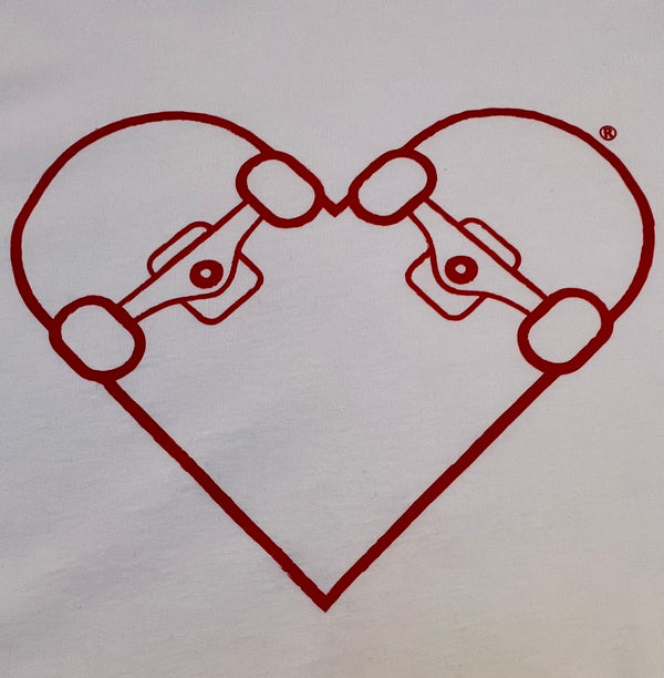 WHITE T-SHIRT - RED "SKATE HEART"