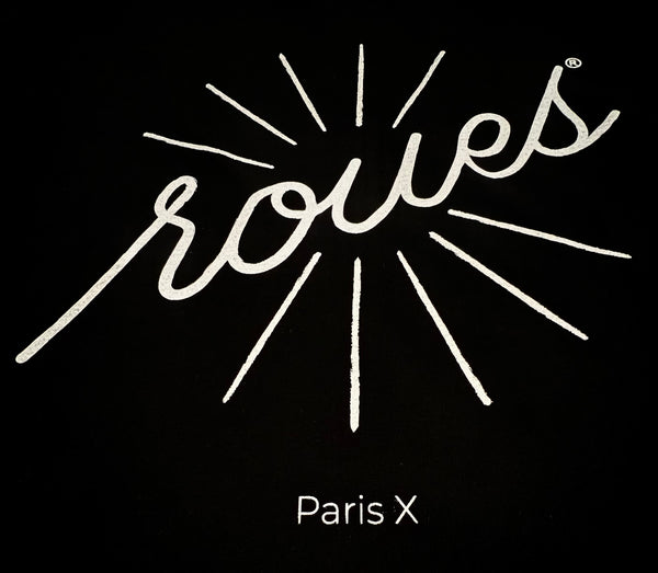 T-SHIRT NOIR - LOGO "ROUES" BLANC