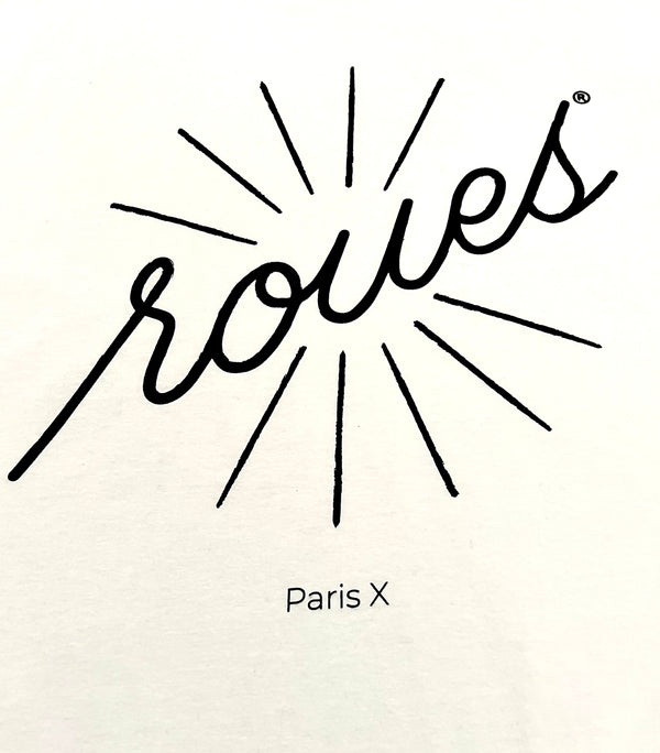 WHITE T-SHIRT - BLACK "ROUES" LOGO